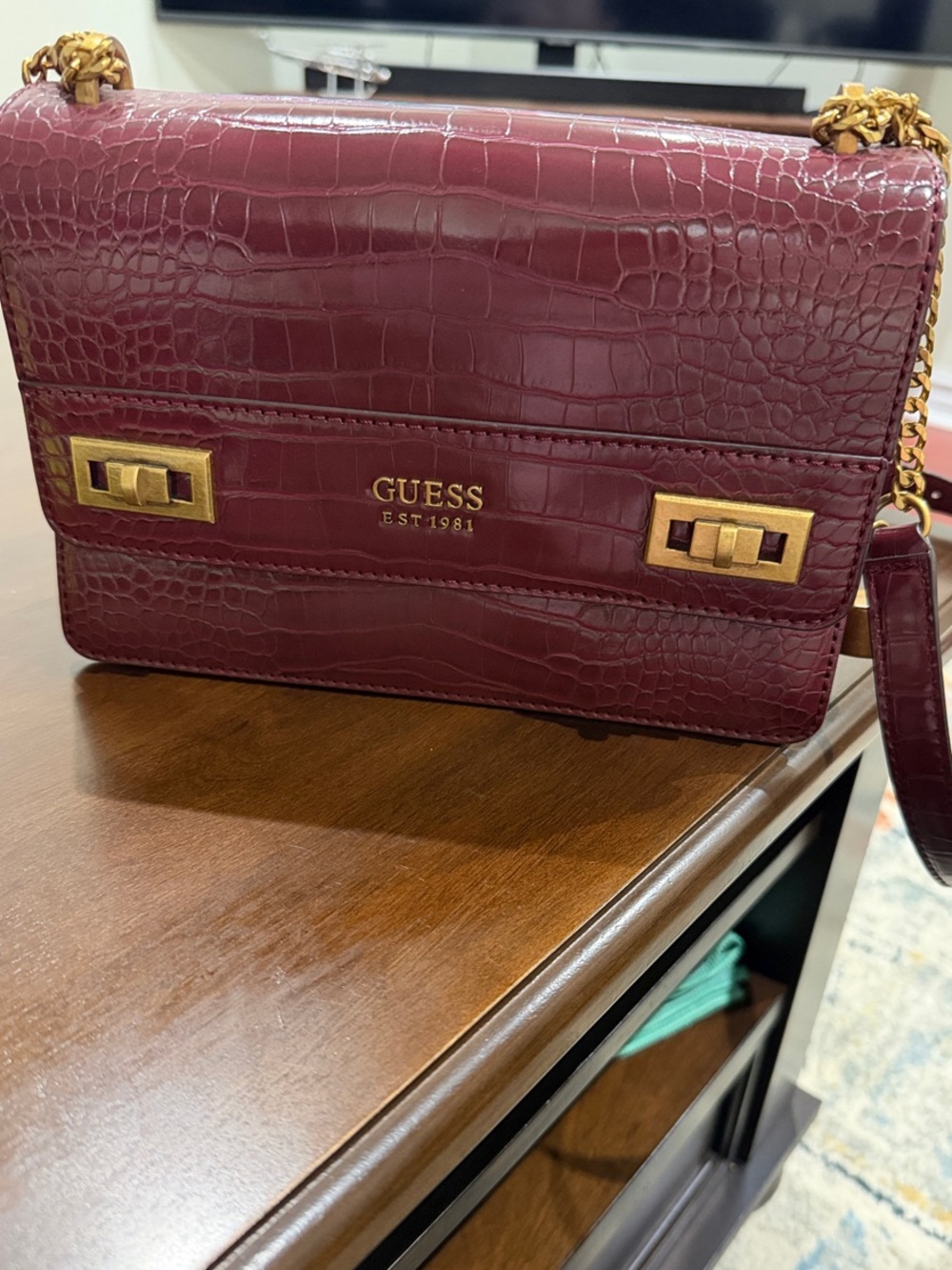 GUESS Katey Croc Convertible Crossbody Bag